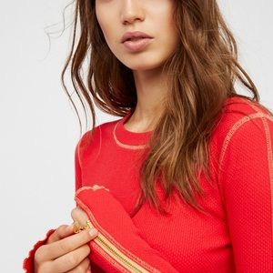 Free people red thermal zip sleeves